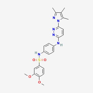 molecular formula C24H26N6O4S B6532291 3,4-dimethoxy-N-(4-{[6-(3,4,5-trimethyl-1H-pyrazol-1-yl)pyridazin-3-yl]amino}phenyl)benzene-1-sulfonamide CAS No. 1019098-91-9