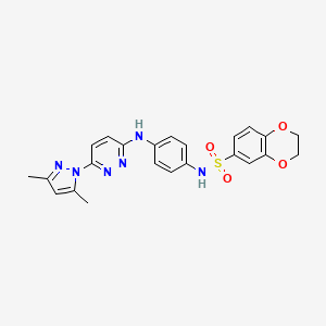 molecular formula C23H22N6O4S B6532349 N-(4-{[6-(3,5-dimethyl-1H-pyrazol-1-yl)pyridazin-3-yl]amino}phenyl)-2,3-dihydro-1,4-benzodioxine-6-sulfonamide CAS No. 1019099-22-9