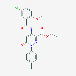 molecular formula C22H20ClN3O5 B6532387 ethyl 4-(5-chloro-2-methoxybenzamido)-1-(4-methylphenyl)-6-oxo-1,6-dihydropyridazine-3-carboxylate CAS No. 946210-10-2