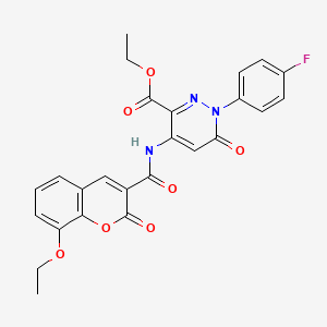 molecular formula C25H20FN3O7 B6532401 ethyl 4-(8-ethoxy-2-oxo-2H-chromene-3-amido)-1-(4-fluorophenyl)-6-oxo-1,6-dihydropyridazine-3-carboxylate CAS No. 946282-04-8