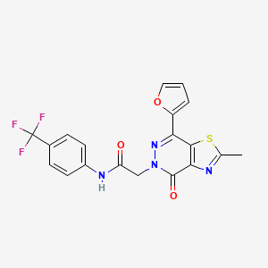 molecular formula C19H13F3N4O3S B6532431 2-[7-(furan-2-yl)-2-methyl-4-oxo-4H,5H-[1,3]thiazolo[4,5-d]pyridazin-5-yl]-N-[4-(trifluoromethyl)phenyl]acetamide CAS No. 946240-43-3