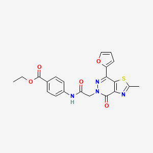 molecular formula C21H18N4O5S B6532436 ethyl 4-{2-[7-(furan-2-yl)-2-methyl-4-oxo-4H,5H-[1,3]thiazolo[4,5-d]pyridazin-5-yl]acetamido}benzoate CAS No. 946265-50-5