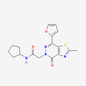 molecular formula C17H18N4O3S B6532442 N-cyclopentyl-2-[7-(furan-2-yl)-2-methyl-4-oxo-4H,5H-[1,3]thiazolo[4,5-d]pyridazin-5-yl]acetamide CAS No. 946342-03-6