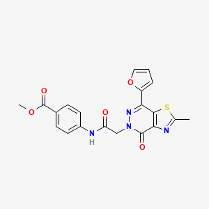 molecular formula C20H16N4O5S B6532452 methyl 4-{2-[7-(furan-2-yl)-2-methyl-4-oxo-4H,5H-[1,3]thiazolo[4,5-d]pyridazin-5-yl]acetamido}benzoate CAS No. 946346-04-9