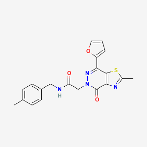 molecular formula C20H18N4O3S B6532455 2-[7-(furan-2-yl)-2-methyl-4-oxo-4H,5H-[1,3]thiazolo[4,5-d]pyridazin-5-yl]-N-[(4-methylphenyl)methyl]acetamide CAS No. 946240-52-4