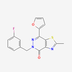 molecular formula C17H12FN3O2S B6532456 5-[(3-fluorophenyl)methyl]-7-(furan-2-yl)-2-methyl-4H,5H-[1,3]thiazolo[4,5-d]pyridazin-4-one CAS No. 946346-13-0