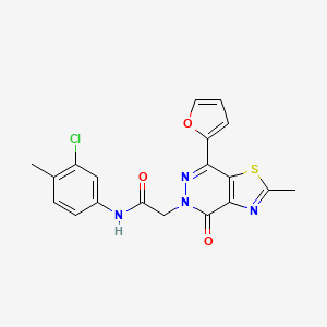 molecular formula C19H15ClN4O3S B6532507 N-(3-chloro-4-methylphenyl)-2-[7-(furan-2-yl)-2-methyl-4-oxo-4H,5H-[1,3]thiazolo[4,5-d]pyridazin-5-yl]acetamide CAS No. 946265-81-2