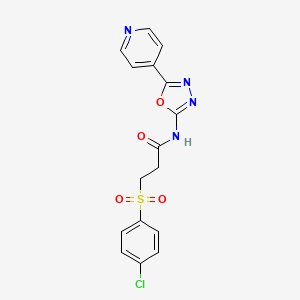 molecular formula C16H13ClN4O4S B6532529 3-(4-chlorobenzenesulfonyl)-N-[5-(pyridin-4-yl)-1,3,4-oxadiazol-2-yl]propanamide CAS No. 946337-87-7