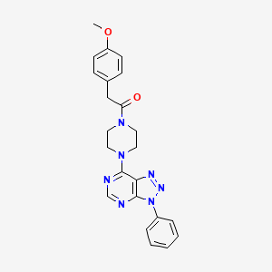 molecular formula C23H23N7O2 B6532585 2-(4-methoxyphenyl)-1-(4-{3-phenyl-3H-[1,2,3]triazolo[4,5-d]pyrimidin-7-yl}piperazin-1-yl)ethan-1-one CAS No. 920406-36-6