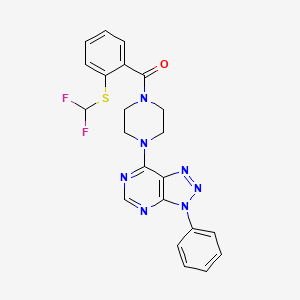 molecular formula C22H19F2N7OS B6532629 1-{2-[(difluoromethyl)sulfanyl]benzoyl}-4-{3-phenyl-3H-[1,2,3]triazolo[4,5-d]pyrimidin-7-yl}piperazine CAS No. 920178-03-6