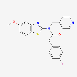molecular formula C22H18FN3O2S B6532663 2-(4-fluorophenyl)-N-(5-methoxy-1,3-benzothiazol-2-yl)-N-[(pyridin-4-yl)methyl]acetamide CAS No. 946321-61-5