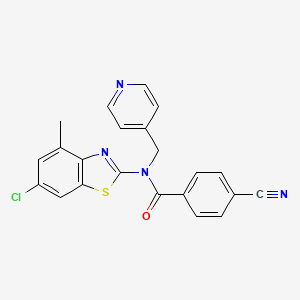 molecular formula C22H15ClN4OS B6532674 N-(6-chloro-4-methyl-1,3-benzothiazol-2-yl)-4-cyano-N-[(pyridin-4-yl)methyl]benzamide CAS No. 946267-87-4