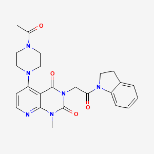 molecular formula C24H26N6O4 B6532689 5-(4-acetylpiperazin-1-yl)-3-[2-(2,3-dihydro-1H-indol-1-yl)-2-oxoethyl]-1-methyl-1H,2H,3H,4H-pyrido[2,3-d]pyrimidine-2,4-dione CAS No. 946321-65-9