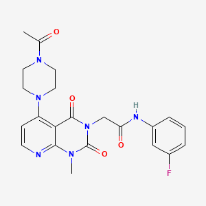 molecular formula C22H23FN6O4 B6532714 2-[5-(4-acetylpiperazin-1-yl)-1-methyl-2,4-dioxo-1H,2H,3H,4H-pyrido[2,3-d]pyrimidin-3-yl]-N-(3-fluorophenyl)acetamide CAS No. 946383-58-0