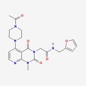 molecular formula C21H24N6O5 B6532735 2-[5-(4-acetylpiperazin-1-yl)-1-methyl-2,4-dioxo-1H,2H,3H,4H-pyrido[2,3-d]pyrimidin-3-yl]-N-[(furan-2-yl)methyl]acetamide CAS No. 946209-26-3
