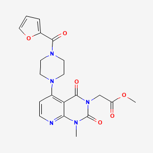 molecular formula C20H21N5O6 B6532750 methyl 2-{5-[4-(furan-2-carbonyl)piperazin-1-yl]-1-methyl-2,4-dioxo-1H,2H,3H,4H-pyrido[2,3-d]pyrimidin-3-yl}acetate CAS No. 946321-77-3