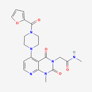 molecular formula C20H22N6O5 B6532754 2-{5-[4-(furan-2-carbonyl)piperazin-1-yl]-1-methyl-2,4-dioxo-1H,2H,3H,4H-pyrido[2,3-d]pyrimidin-3-yl}-N-methylacetamide CAS No. 946209-30-9