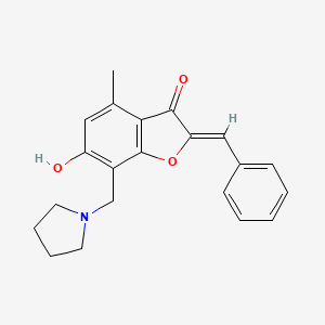 (2Z)-6-hydroxy-4-methyl-2-(phenylmethylidene)-7-[(pyrrolidin-1-yl)methyl]-2,3-dihydro-1-benzofuran-3-one