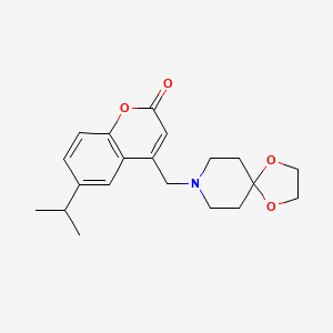 4-({1,4-dioxa-8-azaspiro[4.5]decan-8-yl}methyl)-6-(propan-2-yl)-2H-chromen-2-one