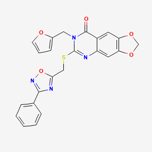 molecular formula C23H16N4O5S B6532874 7-[(furan-2-yl)methyl]-6-{[(3-phenyl-1,2,4-oxadiazol-5-yl)methyl]sulfanyl}-2H,7H,8H-[1,3]dioxolo[4,5-g]quinazolin-8-one CAS No. 1019178-71-2