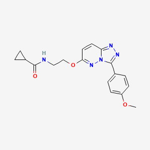 molecular formula C18H19N5O3 B6532944 N-(2-{[3-(4-methoxyphenyl)-[1,2,4]triazolo[4,3-b]pyridazin-6-yl]oxy}ethyl)cyclopropanecarboxamide CAS No. 1060168-58-2