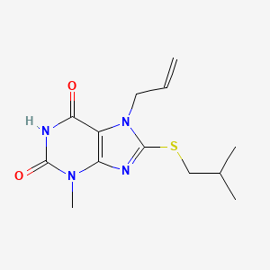 molecular formula C13H18N4O2S B6533020 3-methyl-8-[(2-methylpropyl)sulfanyl]-7-(prop-2-en-1-yl)-2,3,6,7-tetrahydro-1H-purine-2,6-dione CAS No. 316361-87-2