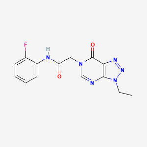 molecular formula C14H13FN6O2 B6533199 2-{3-ethyl-7-oxo-3H,6H,7H-[1,2,3]triazolo[4,5-d]pyrimidin-6-yl}-N-(2-fluorophenyl)acetamide CAS No. 1070807-08-7