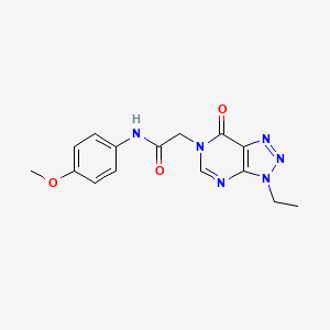 molecular formula C15H16N6O3 B6533227 2-{3-ethyl-7-oxo-3H,6H,7H-[1,2,3]triazolo[4,5-d]pyrimidin-6-yl}-N-(4-methoxyphenyl)acetamide CAS No. 1070807-11-2