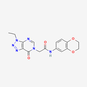 molecular formula C16H16N6O4 B6533247 N-(2,3-dihydro-1,4-benzodioxin-6-yl)-2-{3-ethyl-7-oxo-3H,6H,7H-[1,2,3]triazolo[4,5-d]pyrimidin-6-yl}acetamide CAS No. 1058197-45-7