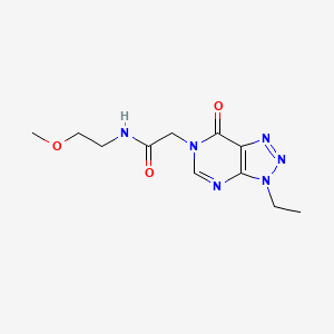 molecular formula C11H16N6O3 B6533313 2-{3-ethyl-7-oxo-3H,6H,7H-[1,2,3]triazolo[4,5-d]pyrimidin-6-yl}-N-(2-methoxyethyl)acetamide CAS No. 1060184-06-6