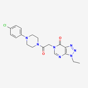 molecular formula C18H20ClN7O2 B6533328 6-{2-[4-(4-chlorophenyl)piperazin-1-yl]-2-oxoethyl}-3-ethyl-3H,6H,7H-[1,2,3]triazolo[4,5-d]pyrimidin-7-one CAS No. 1058197-55-9