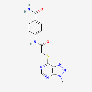 molecular formula C14H13N7O2S B6533512 4-[2-({3-methyl-3H-[1,2,3]triazolo[4,5-d]pyrimidin-7-yl}sulfanyl)acetamido]benzamide CAS No. 1060202-90-5