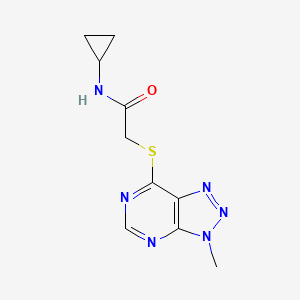 molecular formula C10H12N6OS B6533562 N-cyclopropyl-2-({3-methyl-3H-[1,2,3]triazolo[4,5-d]pyrimidin-7-yl}sulfanyl)acetamide CAS No. 1058495-79-6