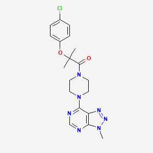 molecular formula C19H22ClN7O2 B6533756 2-(4-chlorophenoxy)-2-methyl-1-(4-{3-methyl-3H-[1,2,3]triazolo[4,5-d]pyrimidin-7-yl}piperazin-1-yl)propan-1-one CAS No. 1058232-35-1