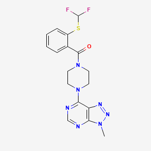 molecular formula C17H17F2N7OS B6533854 1-{2-[(difluoromethyl)sulfanyl]benzoyl}-4-{3-methyl-3H-[1,2,3]triazolo[4,5-d]pyrimidin-7-yl}piperazine CAS No. 1058239-33-0