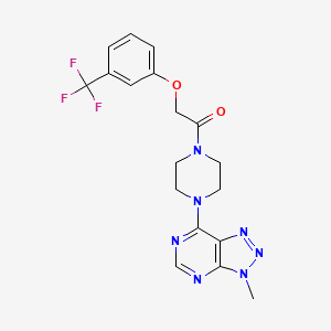 molecular formula C18H18F3N7O2 B6533890 1-(4-{3-methyl-3H-[1,2,3]triazolo[4,5-d]pyrimidin-7-yl}piperazin-1-yl)-2-[3-(trifluoromethyl)phenoxy]ethan-1-one CAS No. 1060209-25-7