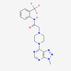 molecular formula C18H19F3N8O B6534053 2-(4-{3-methyl-3H-[1,2,3]triazolo[4,5-d]pyrimidin-7-yl}piperazin-1-yl)-N-[2-(trifluoromethyl)phenyl]acetamide CAS No. 1070861-73-2