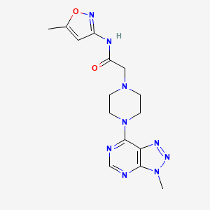 molecular formula C15H19N9O2 B6534084 N-(5-methyl-1,2-oxazol-3-yl)-2-(4-{3-methyl-3H-[1,2,3]triazolo[4,5-d]pyrimidin-7-yl}piperazin-1-yl)acetamide CAS No. 1070861-79-8