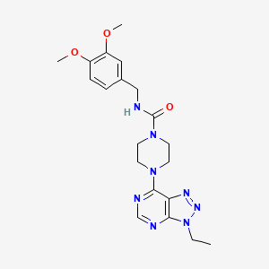 molecular formula C20H26N8O3 B6534335 N-[(3,4-dimethoxyphenyl)methyl]-4-{3-ethyl-3H-[1,2,3]triazolo[4,5-d]pyrimidin-7-yl}piperazine-1-carboxamide CAS No. 1060163-88-3