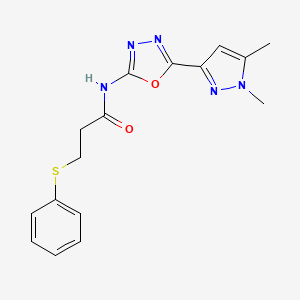 molecular formula C16H17N5O2S B6534448 N-[5-(1,5-dimethyl-1H-pyrazol-3-yl)-1,3,4-oxadiazol-2-yl]-3-(phenylsulfanyl)propanamide CAS No. 1171059-06-5