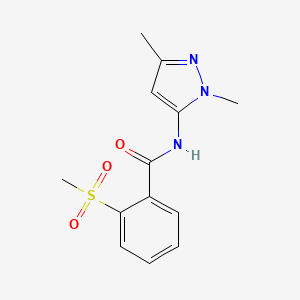 molecular formula C13H15N3O3S B6534473 N-(1,3-dimethyl-1H-pyrazol-5-yl)-2-methanesulfonylbenzamide CAS No. 1170897-88-7