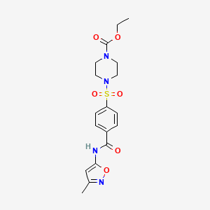 molecular formula C18H22N4O6S B6534546 ethyl 4-{4-[(3-methyl-1,2-oxazol-5-yl)carbamoyl]benzenesulfonyl}piperazine-1-carboxylate CAS No. 1021224-24-7