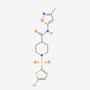 molecular formula C14H16ClN3O4S2 B6534591 1-[(5-chlorothiophen-2-yl)sulfonyl]-N-(3-methyl-1,2-oxazol-5-yl)piperidine-4-carboxamide CAS No. 1021250-08-7