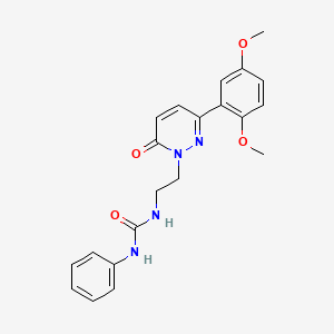 molecular formula C21H22N4O4 B6534643 3-{2-[3-(2,5-dimethoxyphenyl)-6-oxo-1,6-dihydropyridazin-1-yl]ethyl}-1-phenylurea CAS No. 1049340-69-3