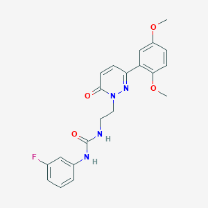 molecular formula C21H21FN4O4 B6534653 3-{2-[3-(2,5-dimethoxyphenyl)-6-oxo-1,6-dihydropyridazin-1-yl]ethyl}-1-(3-fluorophenyl)urea CAS No. 1049290-21-2