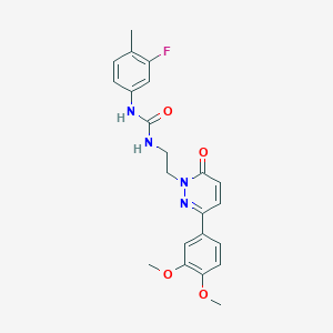 molecular formula C22H23FN4O4 B6534668 3-{2-[3-(3,4-dimethoxyphenyl)-6-oxo-1,6-dihydropyridazin-1-yl]ethyl}-1-(3-fluoro-4-methylphenyl)urea CAS No. 1049253-20-4