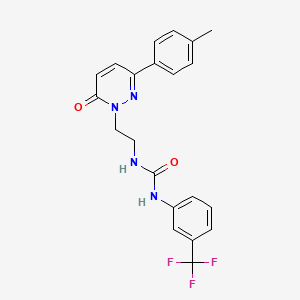 molecular formula C21H19F3N4O2 B6534678 3-{2-[3-(4-methylphenyl)-6-oxo-1,6-dihydropyridazin-1-yl]ethyl}-1-[3-(trifluoromethyl)phenyl]urea CAS No. 1049218-62-3