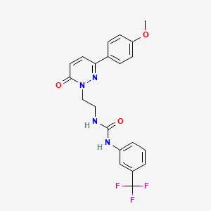 molecular formula C21H19F3N4O3 B6534690 3-{2-[3-(4-methoxyphenyl)-6-oxo-1,6-dihydropyridazin-1-yl]ethyl}-1-[3-(trifluoromethyl)phenyl]urea CAS No. 1049189-55-0