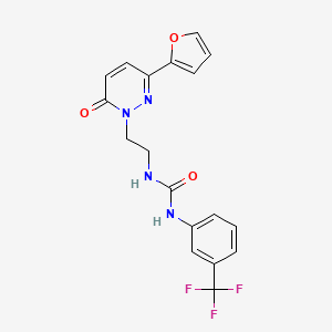 molecular formula C18H15F3N4O3 B6534714 3-{2-[3-(furan-2-yl)-6-oxo-1,6-dihydropyridazin-1-yl]ethyl}-1-[3-(trifluoromethyl)phenyl]urea CAS No. 1049261-19-9