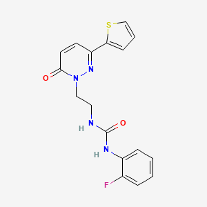 molecular formula C17H15FN4O2S B6534738 1-(2-fluorophenyl)-3-{2-[6-oxo-3-(thiophen-2-yl)-1,6-dihydropyridazin-1-yl]ethyl}urea CAS No. 1049174-55-1